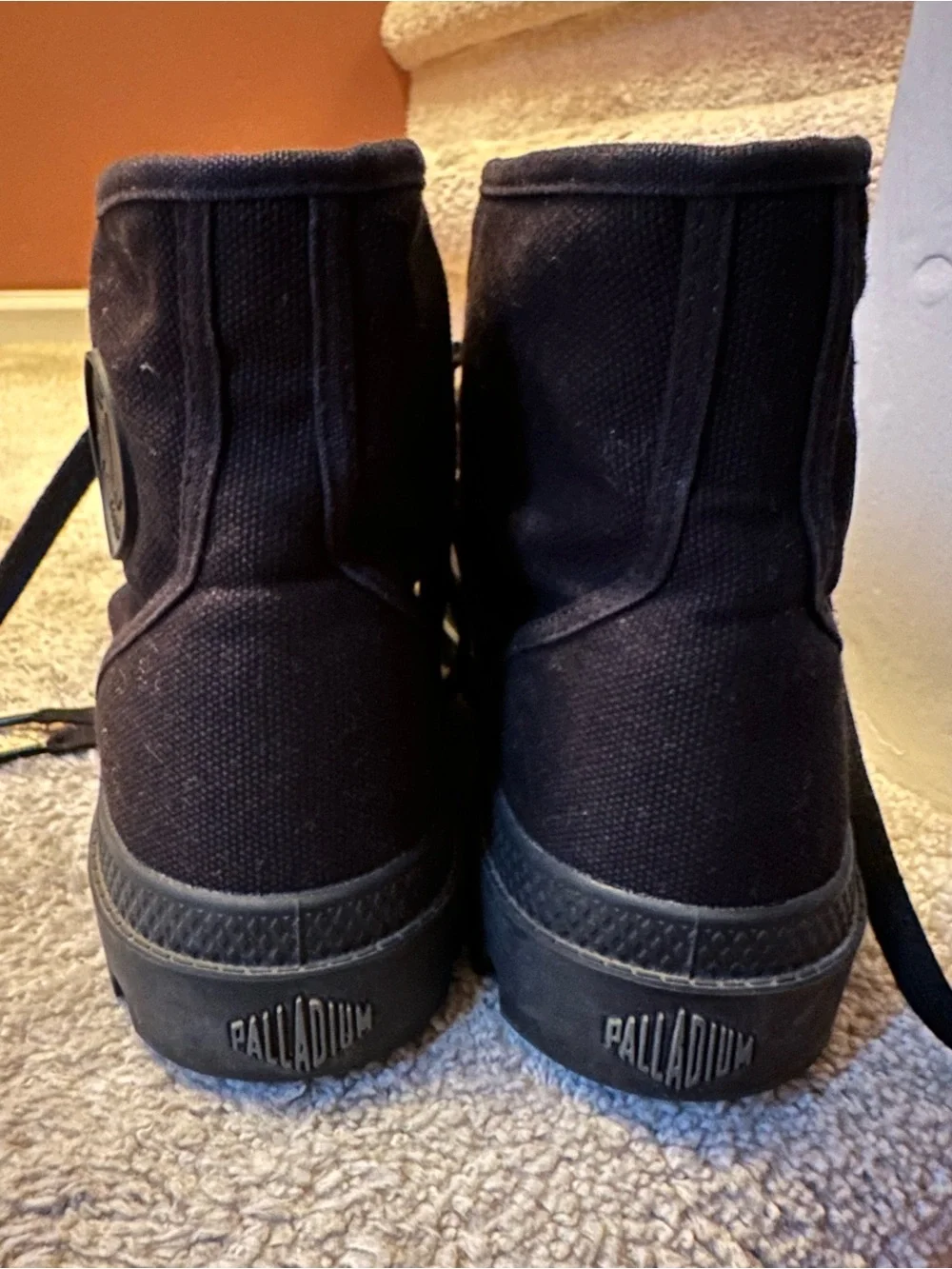 Palladium Black Canvas High-Top Lace-Up Boots